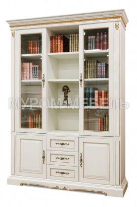 Здесь изображено Библиотека Милано 3-створчатая (сосна, резьба береза)