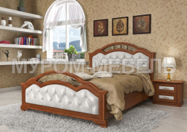 Здесь изображено Двуспальная кровать Амелия LUX с мягкой вставкой