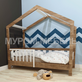 Здесь изображено Кровать детская Домик с оградой
